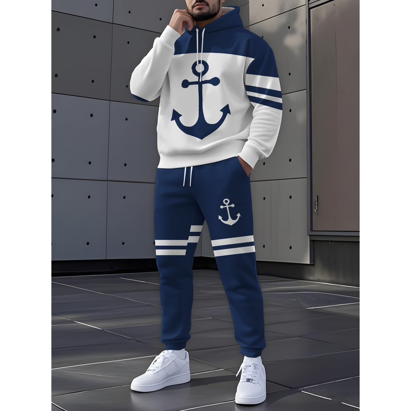 Embellish Knit - 남성용 캐주얼 스포츠웨어 세트는 후드 스웨트셔츠와