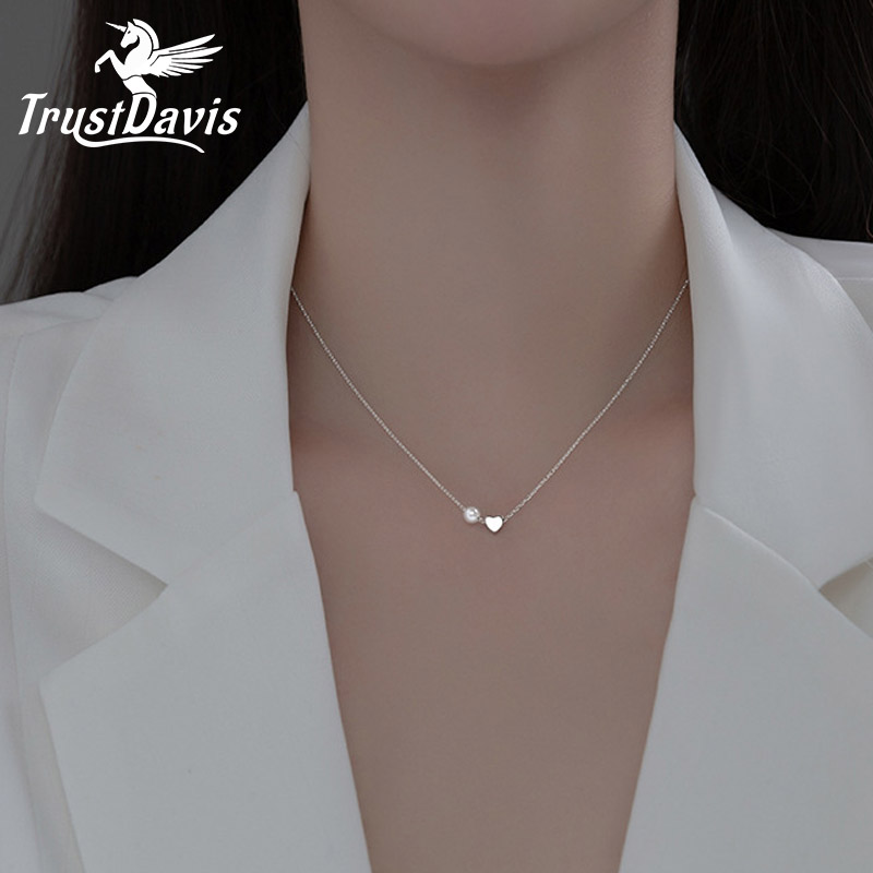 Pearl Trim Chain - TrustDavis 여성을위한 진짜 925 스털링 실버