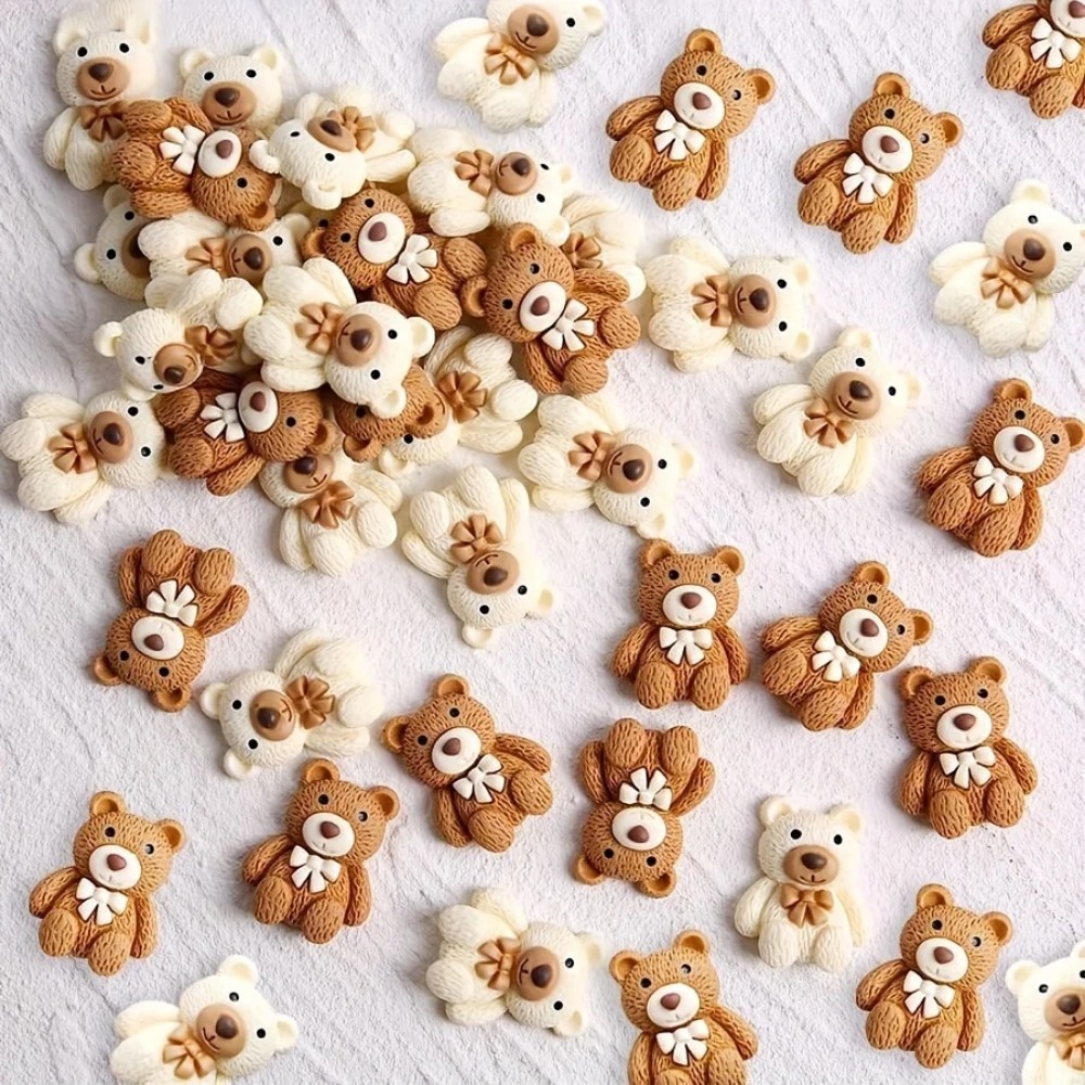 Embellishments For Scrapbooking - 10-100pcs 만화 베이지 커피 곰 수지