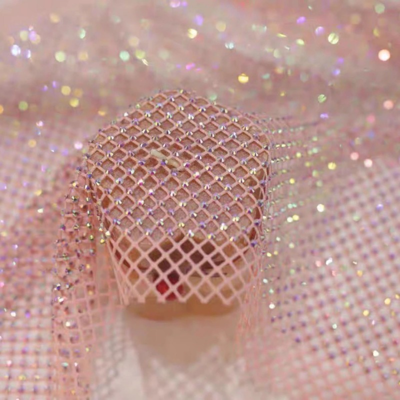 Crystal Mesh Fabric - 미스트레이스 스트레치 라인스톤 피쉬넷 메쉬 원단