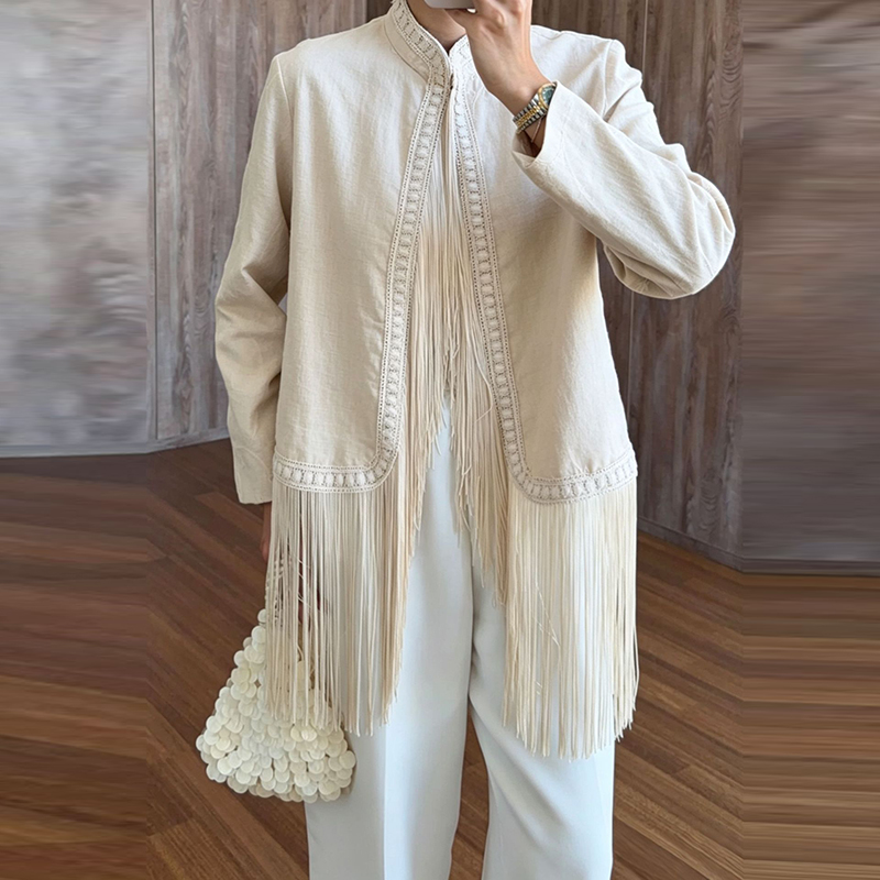 가을 보헤미안 스타일 아우터 코트, 하라주쿠 스타일 여 - Tassel Fringe Trim 리뷰 및 가격