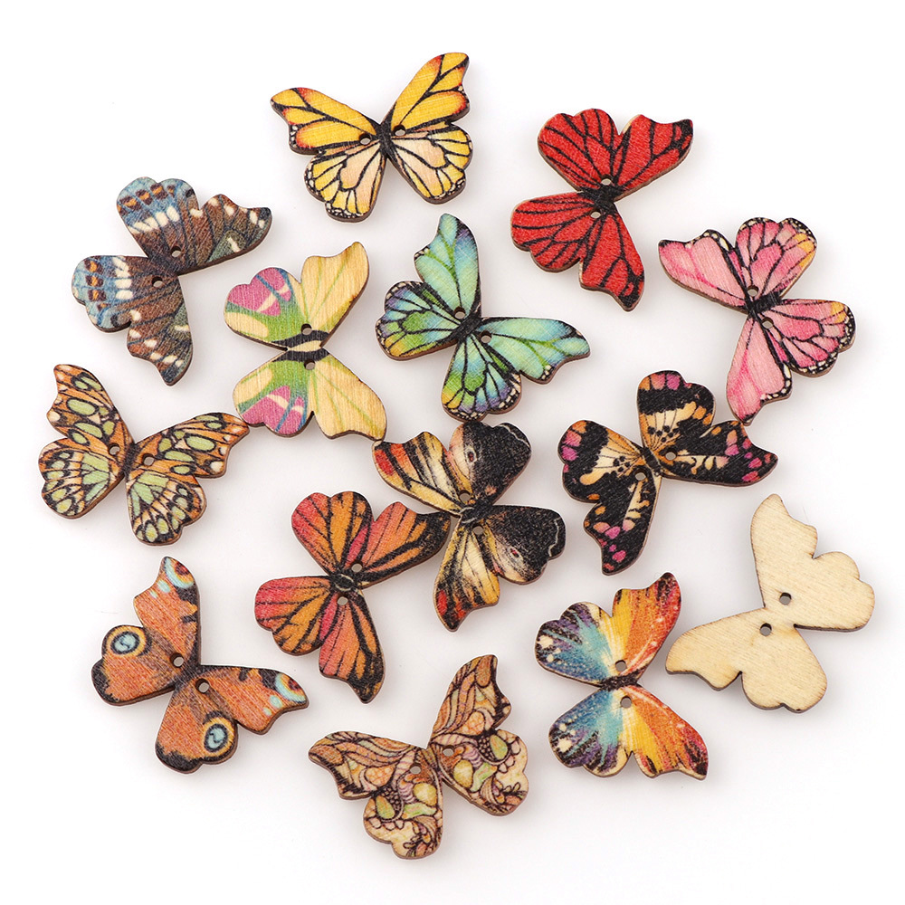 50개 나비 모양 나무 단추 믹스 컬러 DIY 단추 바 - Embellishments For Scrapbooking 리뷰 및 가격