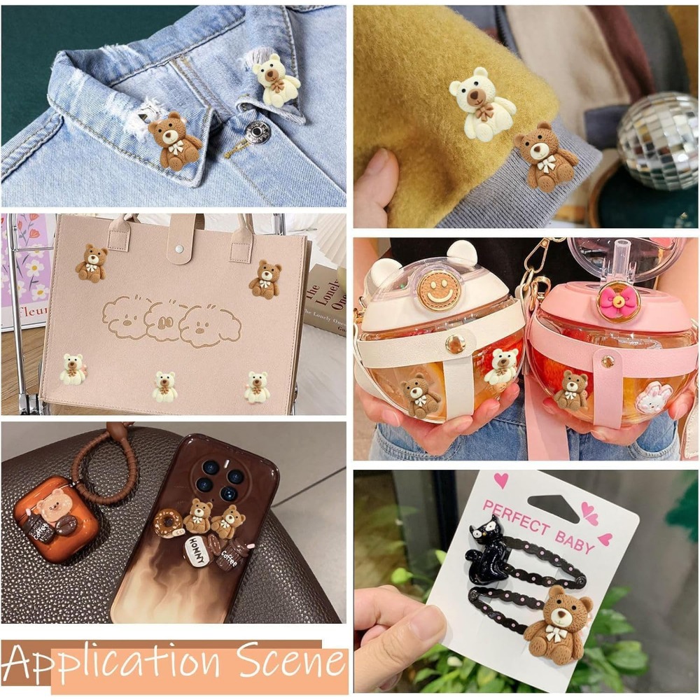 10-100pcs 만화 베이지 커피 곰 수지 카보 숑  - Embellishments For Scrapbooking 리뷰 및 가격