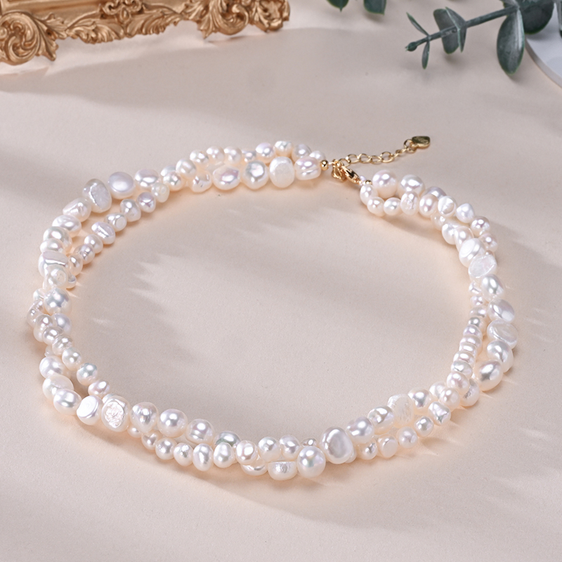 HENGSHENG 바로크 민물 화이트 진주 더블 목걸이 - Pearl Trim Chain 리뷰 및 가격