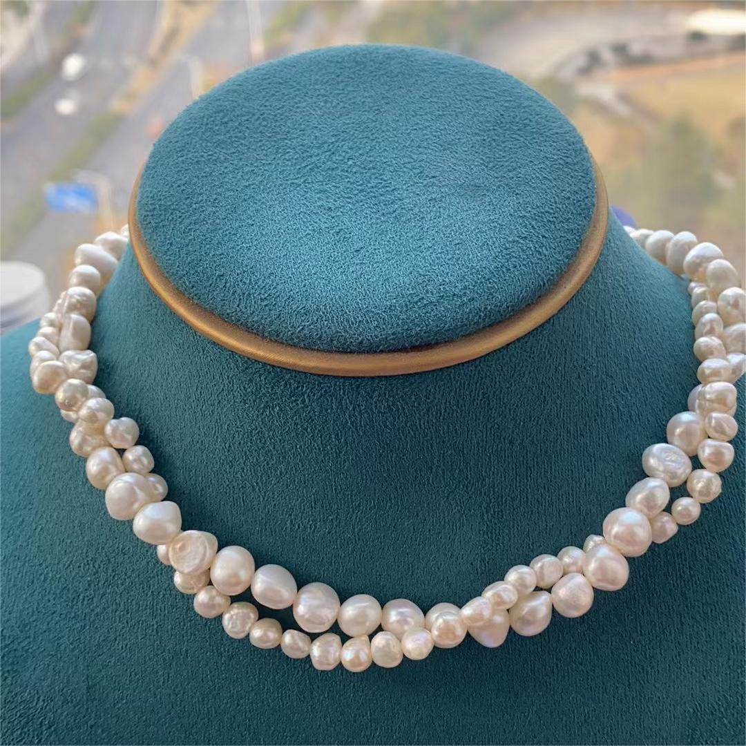 HENGSHENG 바로크 민물 화이트 진주 더블 목걸이 - Pearl Trim Chain 리뷰 및 가격