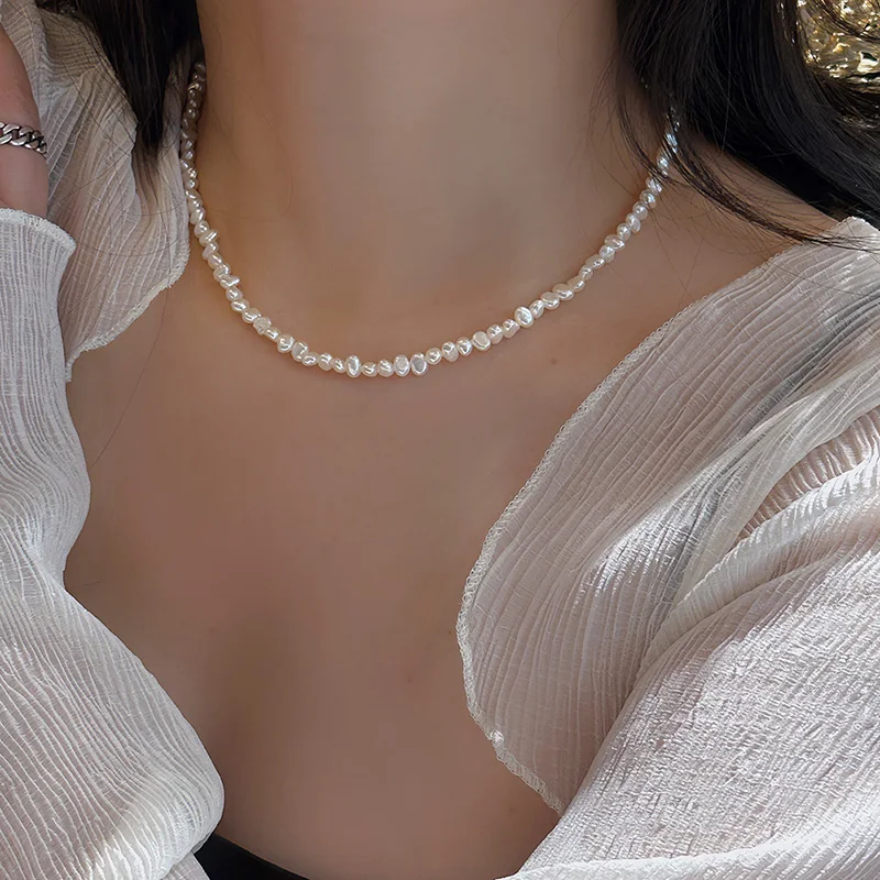 헝셩 4-5mm 바로크 담수 진주 목걸이 38cm 45 - Pearl Trim Chain 리뷰 및 가격