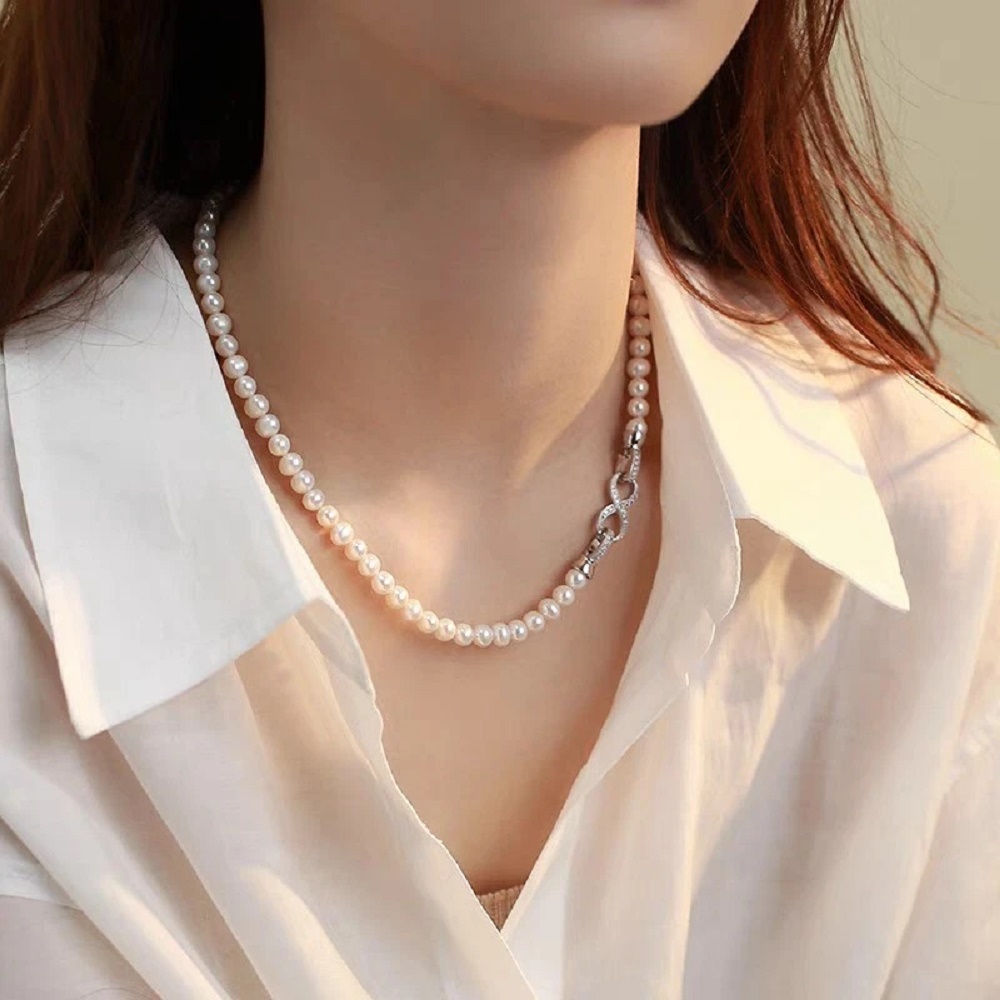 천연 진주 목걸이 아코야 AAA 6-7mm 라운드 진주 - Pearl Trim Chain 리뷰 및 가격