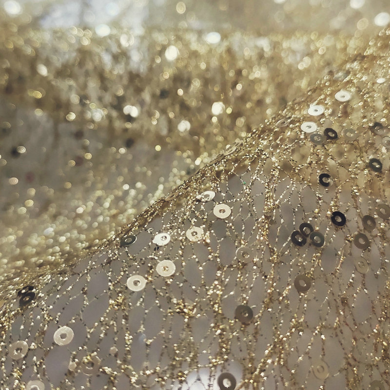 하드 네트 화이트 골드 스팽글 자수 메쉬 스타일링 원사 - Crystal Mesh Fabric 리뷰 및 가격